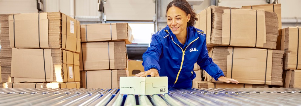 Employee in depot with parcel