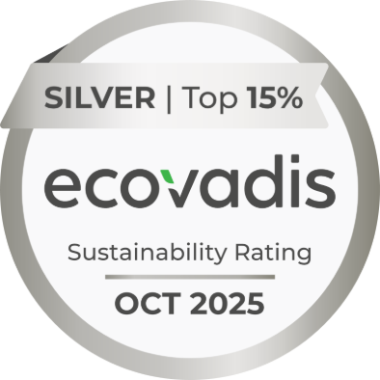 Medalla de plata EcoVadis de mayo de 2024, que sitúa a la empresa en el 15 % de mejor calificación en sostenibilidad. 