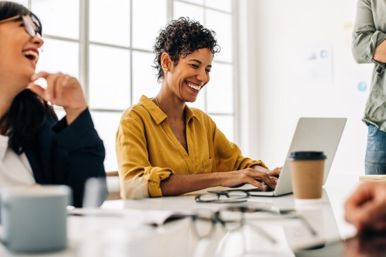 two employees working