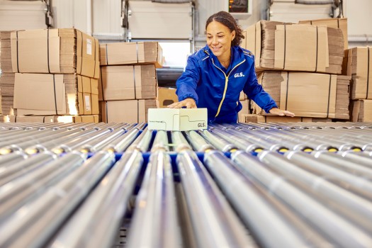 Rullahihna ja pahvilaatikoita taustalla