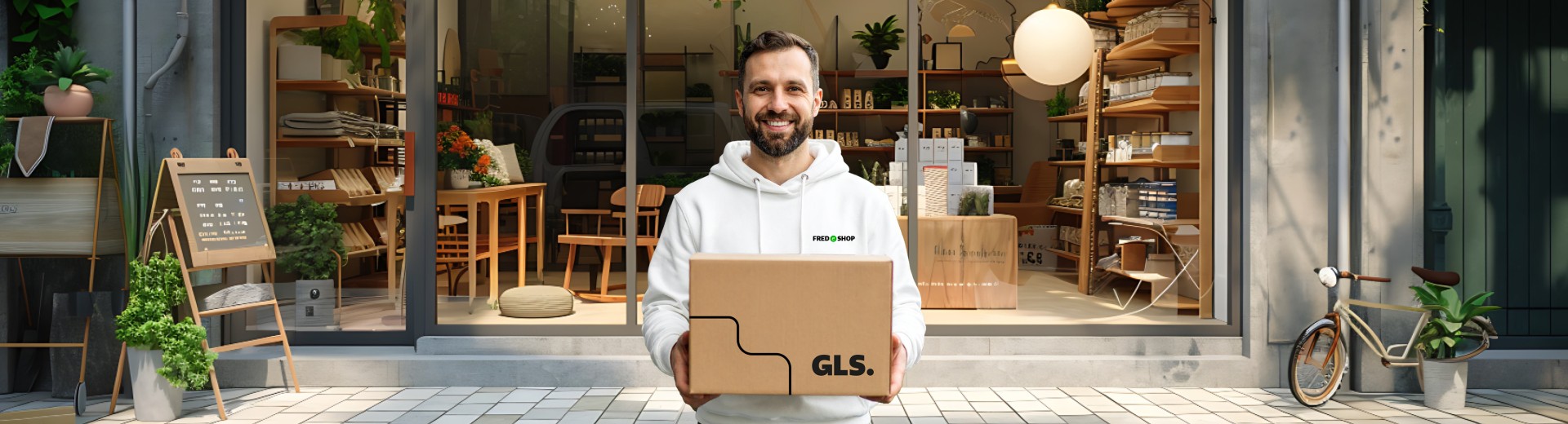 Un e-commerçant prêt à envoyer son colis avec GLS