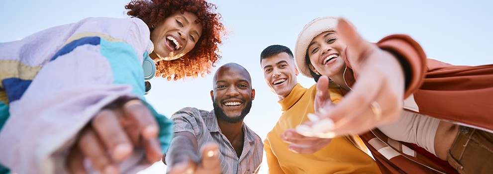 multi-ethnic group of smiling people